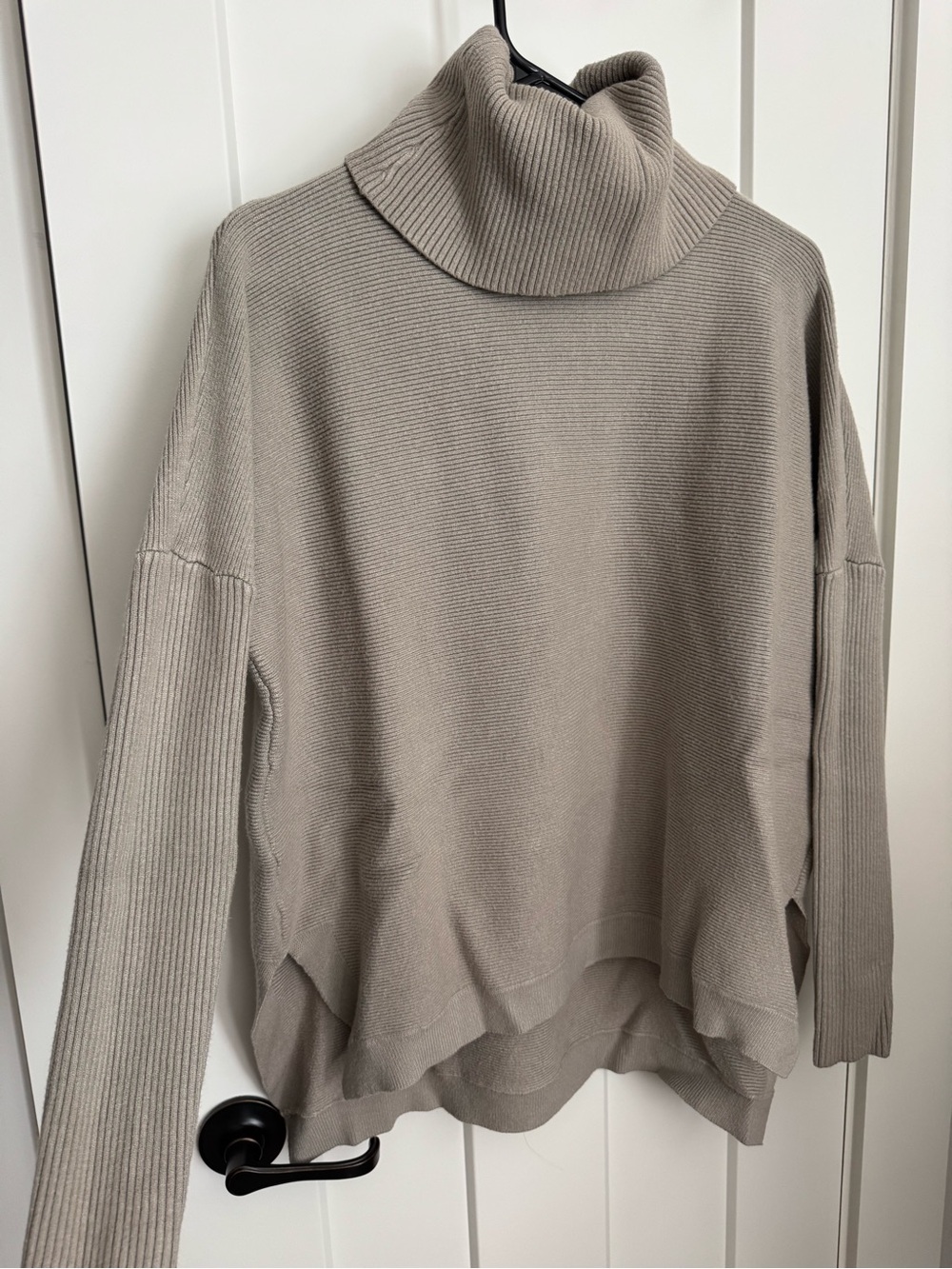 Cozy Ribbed Turtle Neck Sweater in Taupe